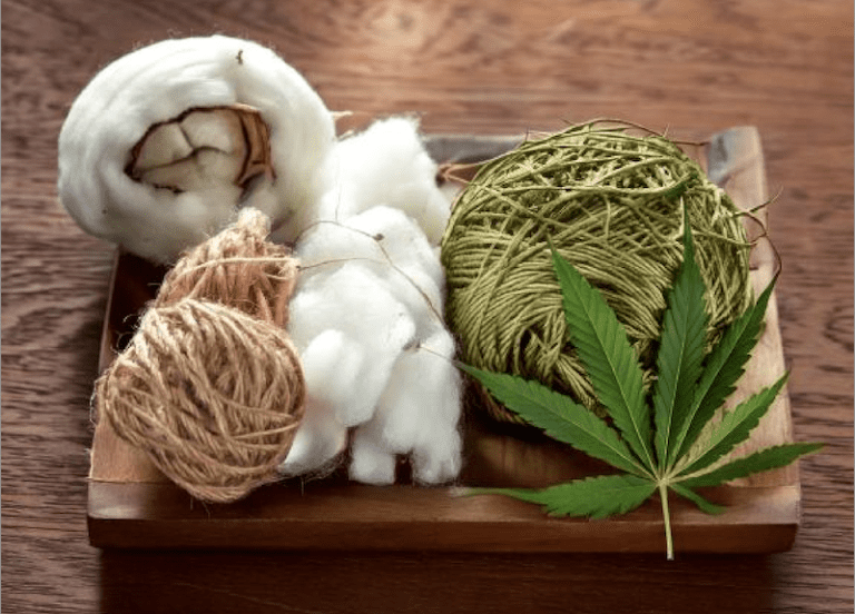 Hampafiber i tygpåsar