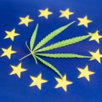 Cannabisblad på EU-flagga